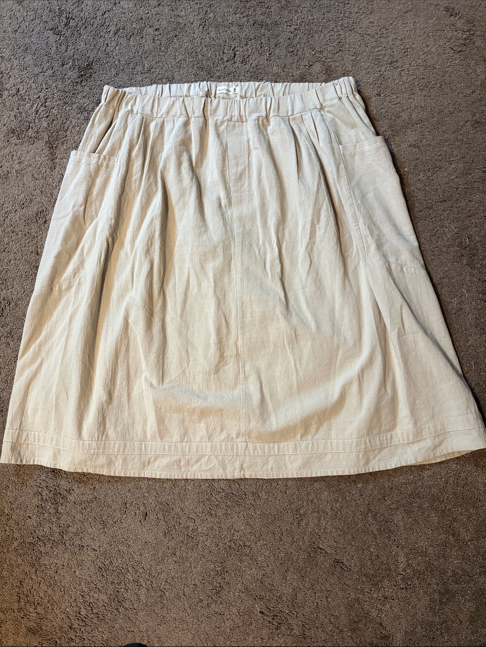 100% Linen Midi Skirt with Pockets